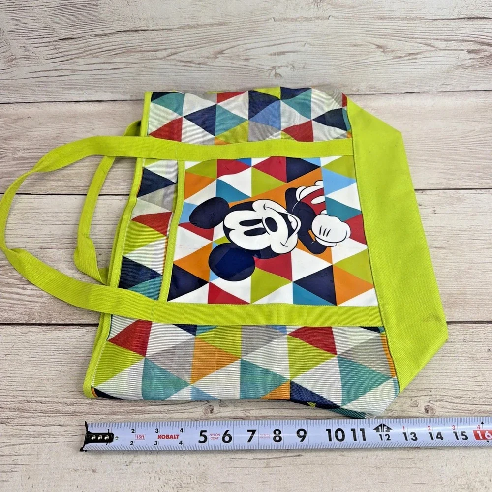 EXC 2016 Disney Store Mickey Mouse Summer Fun Mesh Beach Bag Solid Bottom Bright